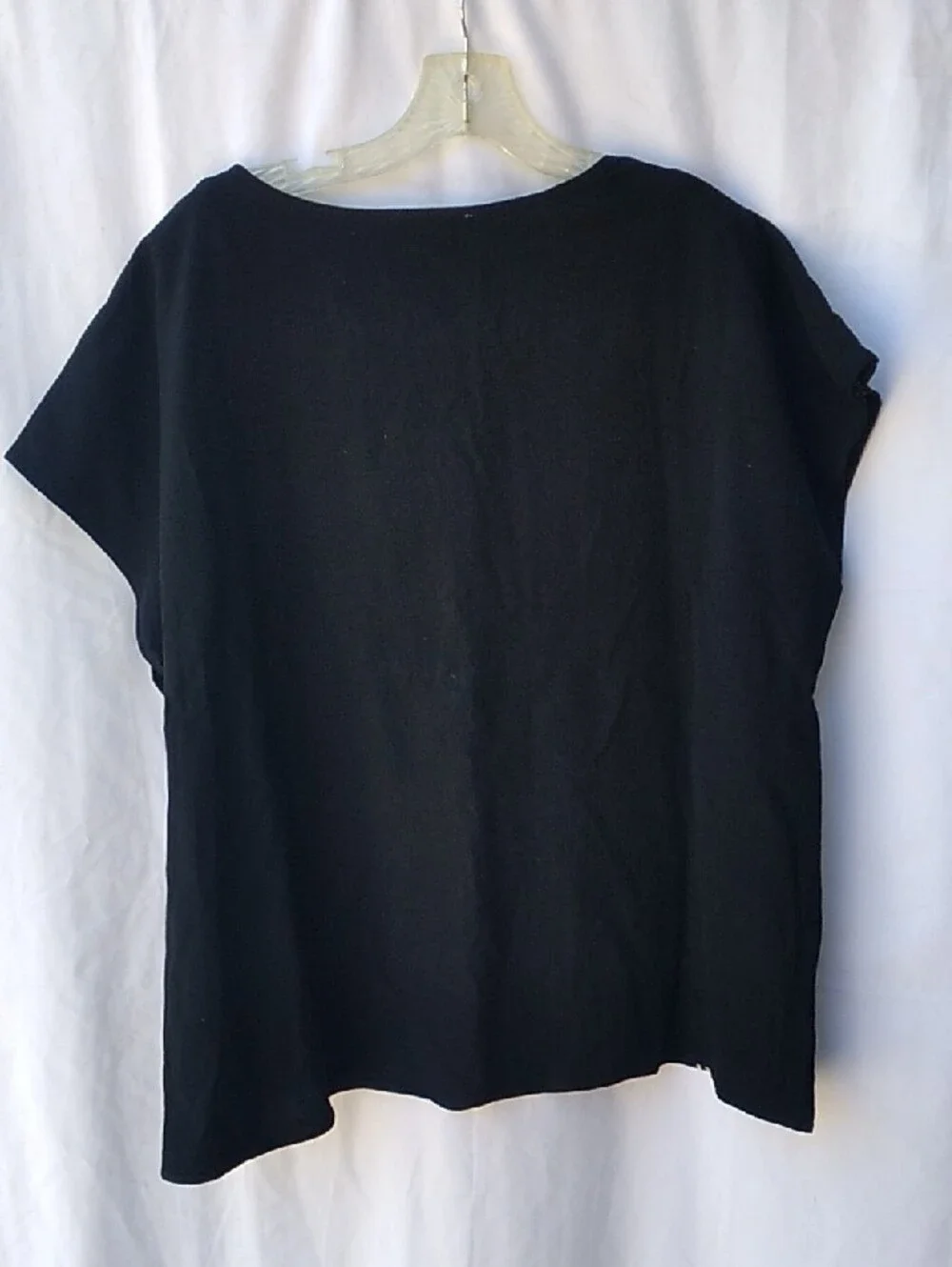 Savanna Jane Black Top with Cream Floral Embroidery 1X